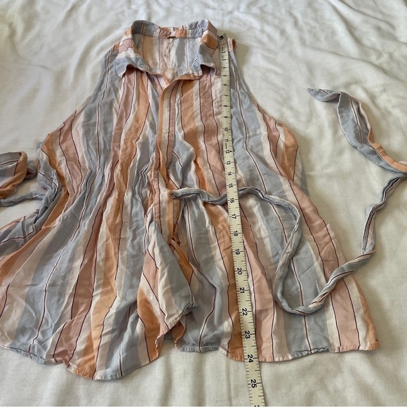 Free People Small ‘MacKenzie Top’ Stripe Sleeveless Wrap BOHO Beach Casual - Picture 7 of 9